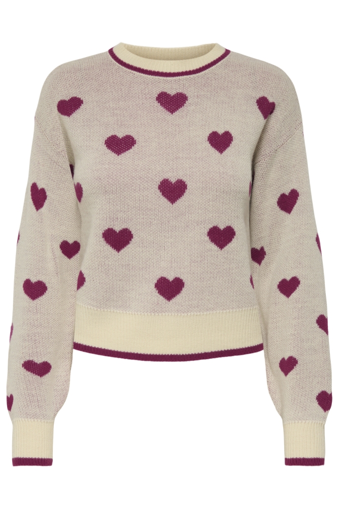 JDYROMANCE L/S JACQ. PULLOVER KNT N 15314768 Tapioca/W BEAUJOLA